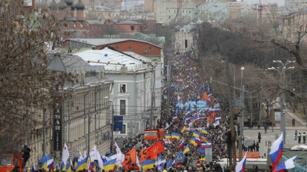 Rusko, Moskva. Protest proti ruské intervenci na Krymu