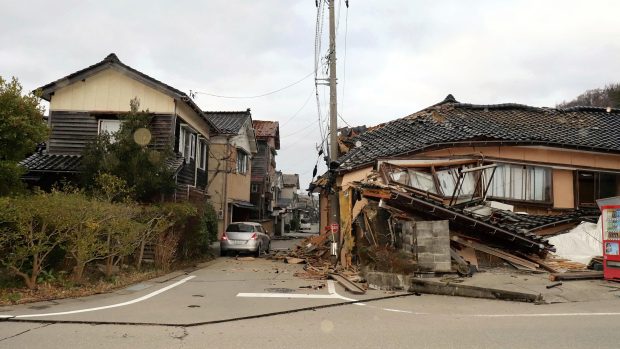 Město Wajima v prefektuře Išikawa po zemětřesení