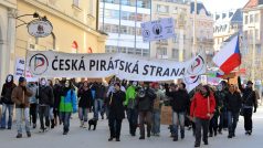 Protest kvůli Obchodní dohodě proti padělatelství (ACTA) se konal 11. února také v Brně