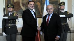 Izraelský premiér Netanjahu se svým českým protějškem Nečasem