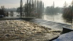 Rozvodněná řeka Radbuza v Plzni