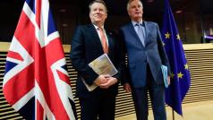 Hlavní vyjednavač Evropské unie pro brexit Michel Barnier (vpravo) a evropský poradce britského předsedy vlády David Frost