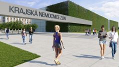 Vizualizace nové krajské nemocnice ve Zlíně