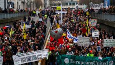 Bruselského protestu se zúčastnilo asi 50 tisíc lidí