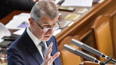 Premiér Andrej Babiš během svého projevu ve sněmovně