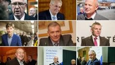 Prezidentské volby 2018: Drahoš, Zeman, Horáček, Hilšer, Kulhánek, Hynek, Hannig, Fischer a Topolánek.
