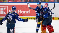 Českobudějovičtí hokejisté se radují z vítězství nad Hradcem Králové