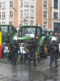 Demonstrace zemědělců v Bruselu za vyšší výkupní ceny mléka