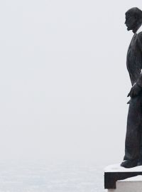 Zasněžená socha T.G.Masaryka