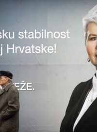 Premiérka Jadranka Kosorová na předvolebním bilboardu