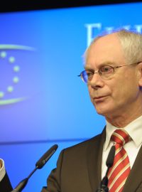 Herman van Rompuy na summitu v Bruselu