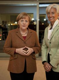 Kancléřka Angela Merkelová a ředitelka MMF Christiane Lagardeová
