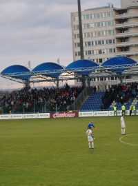 Rizikový zápas FK Mladá Boleslav a Baník Ostrava - pohled na hřiště
