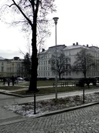 Palachovo náměstí v Olomouci, kde stávala synagoga