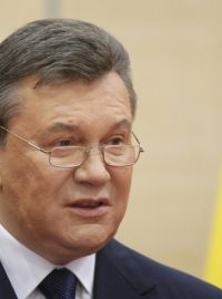 Sesazený ukrajinský prezident Viktor Janukovyč při svém vystoupení v Rostově na Donu