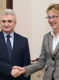 Předseda Senátu Milan Štěch s norskou velvyslankyni v ČR Siri Ellen Sletnerovou