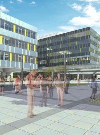 Vizualizace navržené II. etapy výstavby kampusu Univerzity Karlovy v Hradci Králové