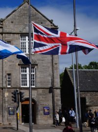 Vlajky, Skotsko, Velká Británie, referendum, brexit