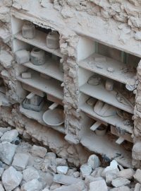 Zničené domy po náletech ve starém Aleppu