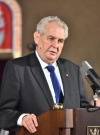 Prezident Miloš Zeman na slavnostní ceremonii předávání státních vyznamenání ve Vladislavském sále