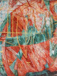 Mozaika z ÚTB zobrazující Lidstvo dobývající vesmír od Saura Ballardini, dokončeno 1980, foto: archiv Art &amp; Craft Mozaika, Ivan Bárta 2019