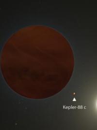 Ilustrace nově objevené planety Kepler-88 d
