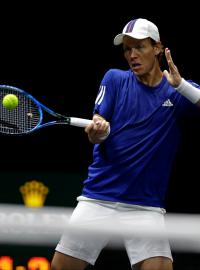 Tomáš Bedych během čtyřhry s Rafaelem Nadalem