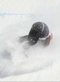 Snowboardistka Šárka Pančochová při kvalifikaci Big Airu na olympijských hrách