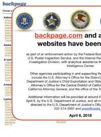 Nelegální pornostránka backpage.com po té, co ji americké úřady zablokovaly.