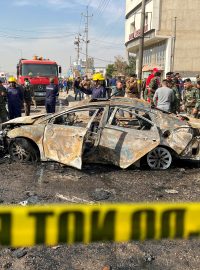 Místo výbuchu bomby v jihoirácké Basře