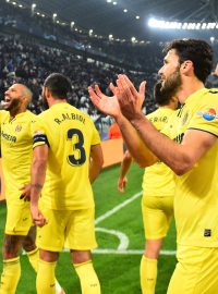 Fotbalisté Villarrealu se radují z postupu do čtvrtfinále Ligy mistrů