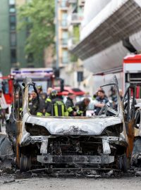 Následky exploze v Miláně