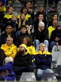 Švédští fanoušci během nedohraného kvalifikačního zápasu Belgie - Švédsko