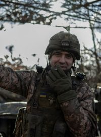Ukrajinský voják poblíž města Marjinka