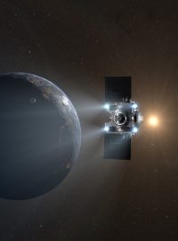 Po uvolnění modulu OSIRIS-REx spustí trysky, aby se vyhnul srážce se Zemí (animace)