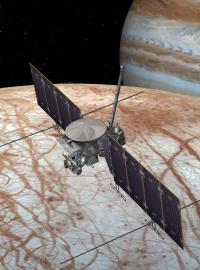 Ilustrace sondy Clipper, která se vydá k měsíci Jupiteru Europě