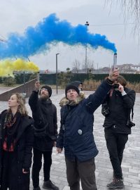 Dýmovnice v národních barvách Ukrajiny