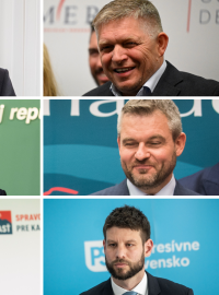 Vítězové a poražení slovenských voleb. Mikuláš Dzurinda, Robert Fico, Boris Kollár, Peter Pellegrini, Marian Kotleba a Michal Šimečka