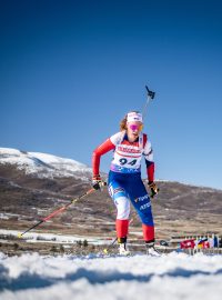Biatlonistka Kristýna Otcovská při závodě ve sprintu na Světovém poháru v Soldier Hollow
