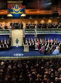 Předávání Nobelových cen proběhlo ve Stockholmské koncertní síni
