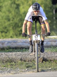 Biker Jaroslav Kulhavý při short tracku v Novém Městě na Moravě