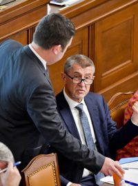 Andrej Babiš při jednání v Poslanecké sněmovně
