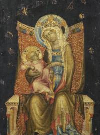 Obraz nazvaný Trůnící Panna Marie s dítětem.