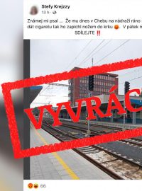 Informace o údajné vraždě na chebském nádraží je nepravdivá. Vyvrátila ji i sama policie