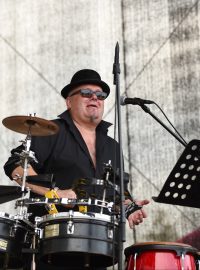 Jan Kalina při koncertu na festivalu Mezi Ploty (2018)