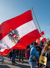 Protest proti očkování proti covidu v Rakousku