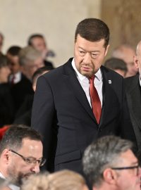 Tomio Okamura (SPD) na předávání státních vyznamenání ve Vladislavském sále